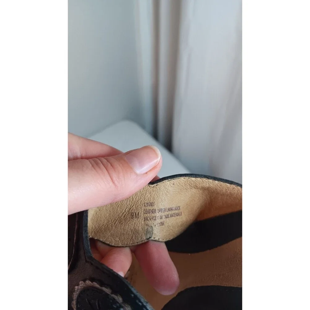 Soffit Brown Leather Wedge Sandals Sz 9 M 1216801 Boho Medallion